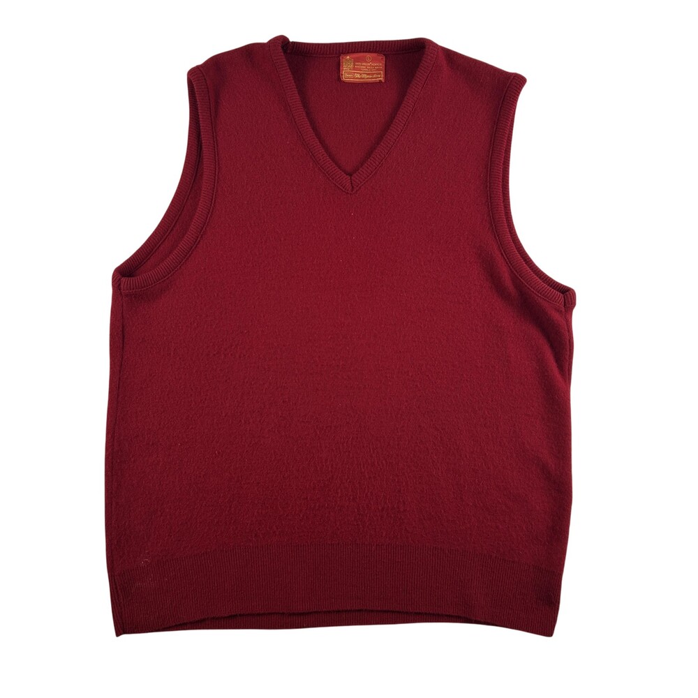 Vintage Sears Kings Road Sweater Vest Mens Large Red Orlon Acrylic Pullover 70s
